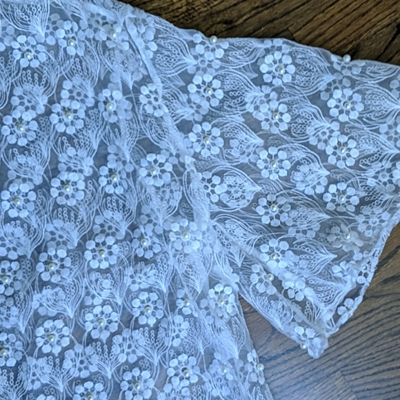 N by Nancy Pearl Embellished Sheer Tunic, Size M - Picture 3 of 5